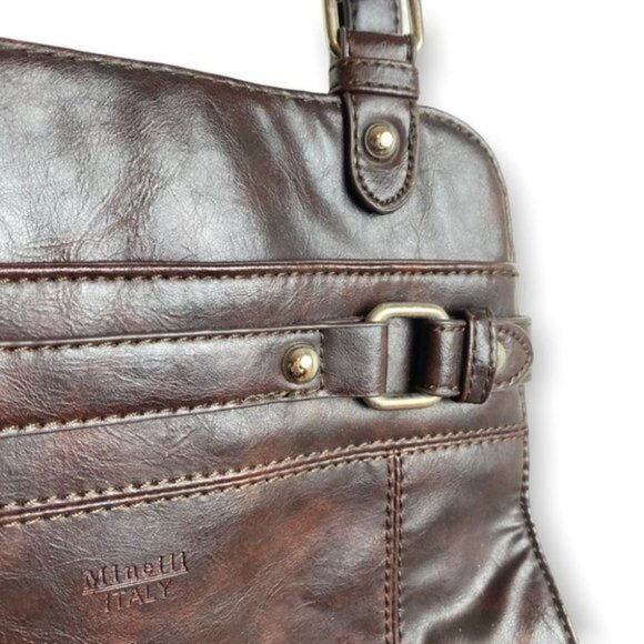 Minelli Italian Leather Brown  Shoulder Bag - Picture 8 of 9